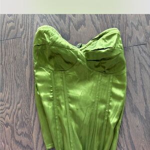 PrettyLittleThing Green Corset Top